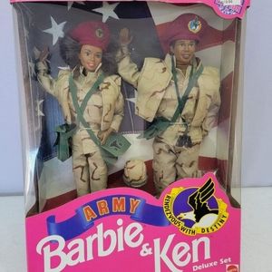 Stars 'n Stripes ARMY Barbie and Ken African American by Mattel. NEW in …